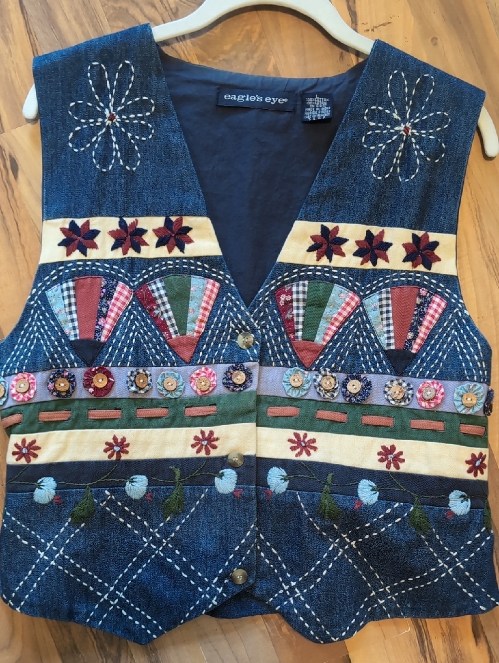 Eagle's Eye Navy Denim Vest - Brand Label Visible